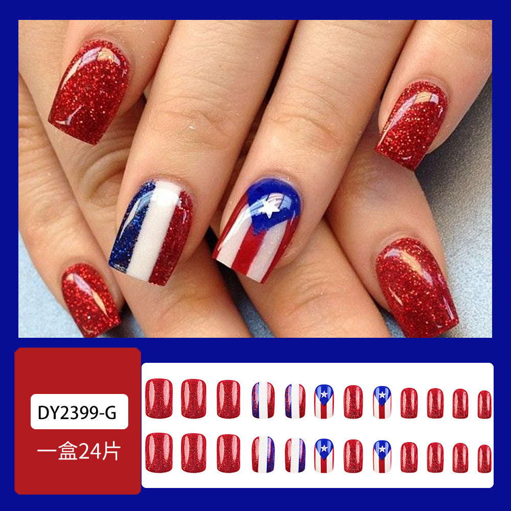 365nails: Ongles press-on drapeau pailleté Fête de l'Indépendance