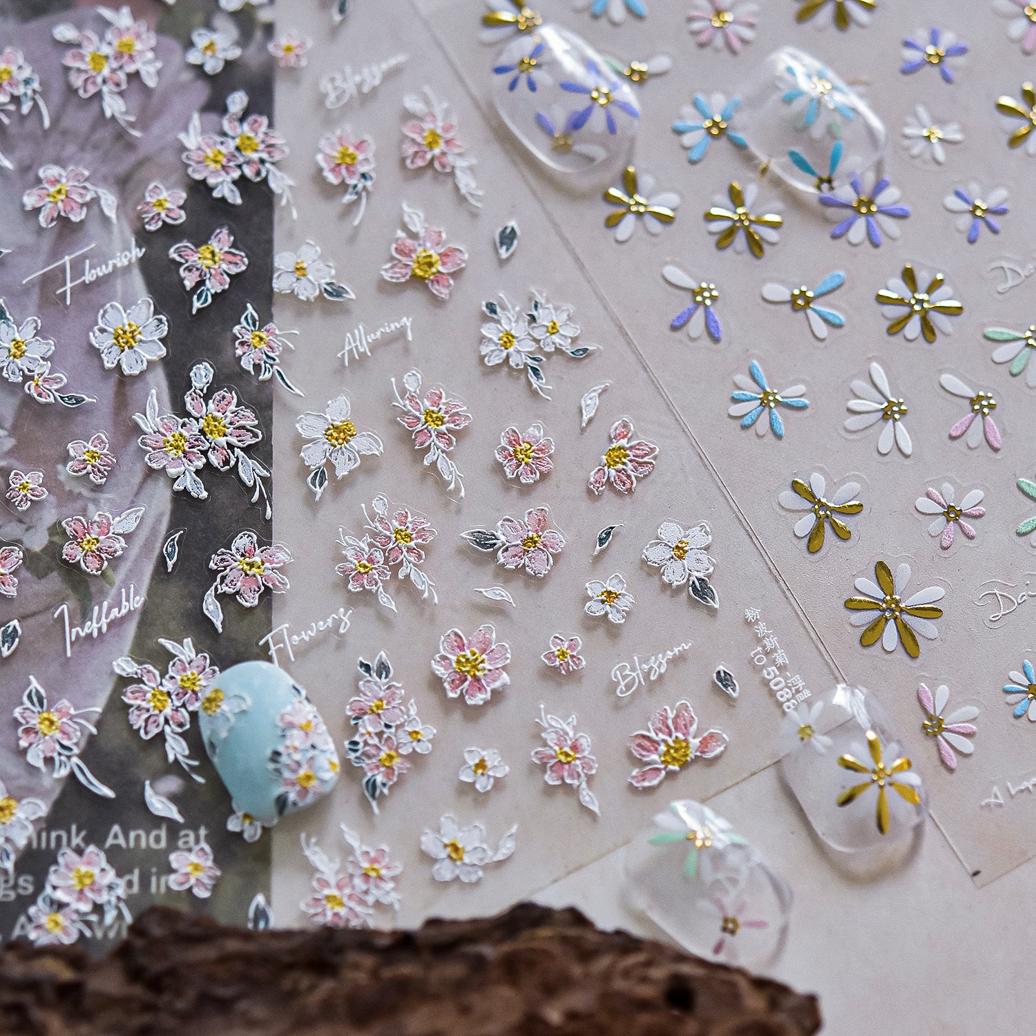 365nails: "精緻粉色花朵" – 美甲貼紙