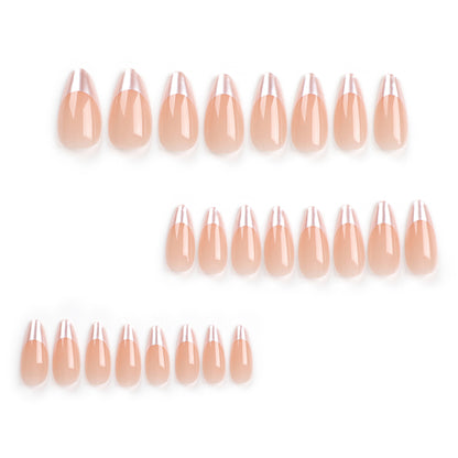 Simple ice-through fake nail manicure piece Almond nail wearable nail sticker Nail piece Hair French wearable nail piece｜365nails