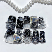 Dark Rebel: "Gothic Skull Rebel" – Square Press-On Nails