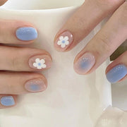 "Baby Blue Blush & Blossom" - Precision Crafted Press-On Nails
