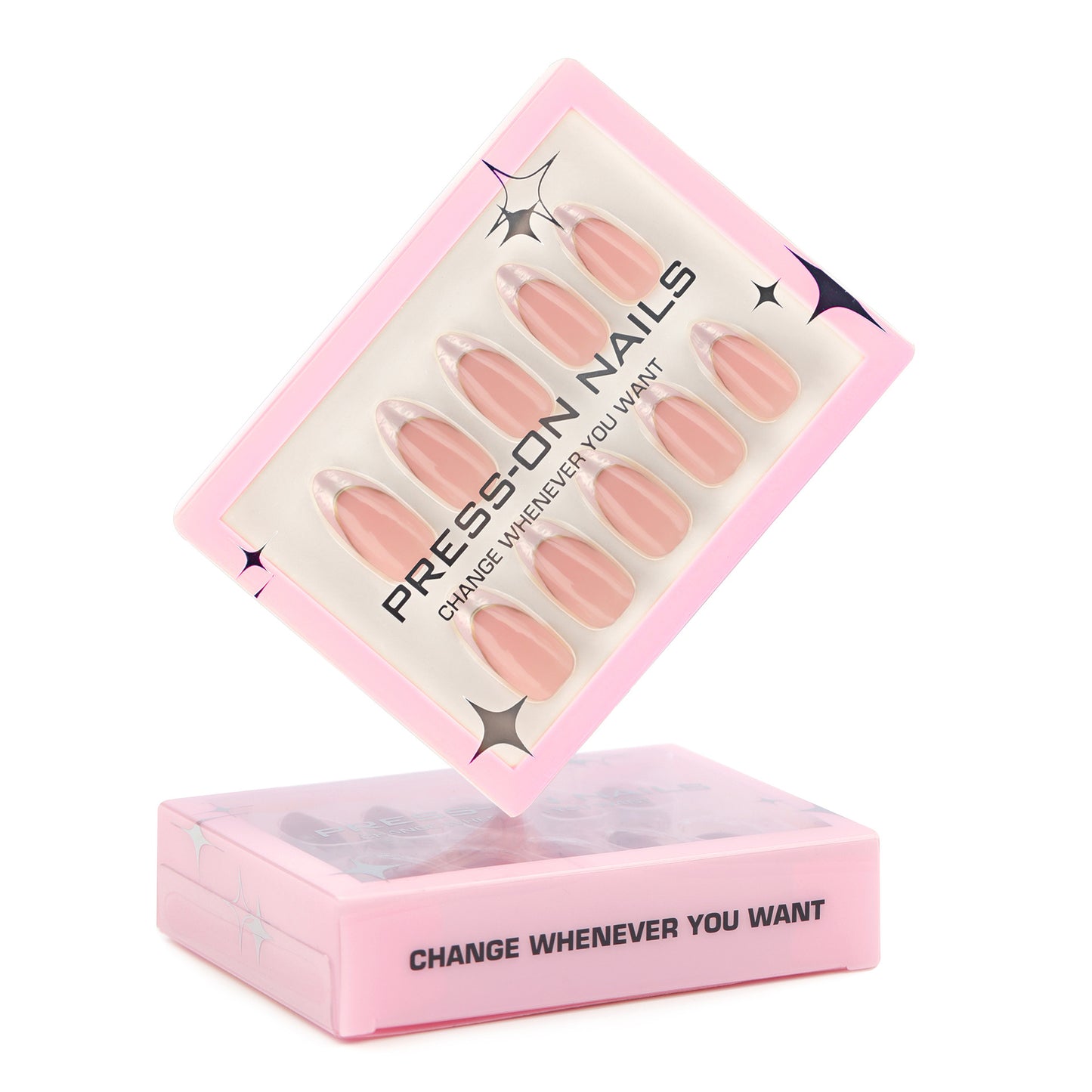 French white smudged gold pulp press-on nails