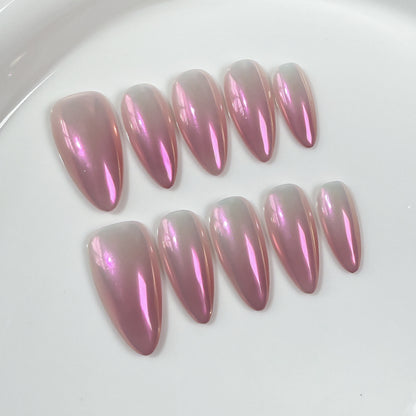 Europe and the United States new almond nail simple and gradual change Aurora nail Handmade press on nails wearable fake nail wholesale｜365nails