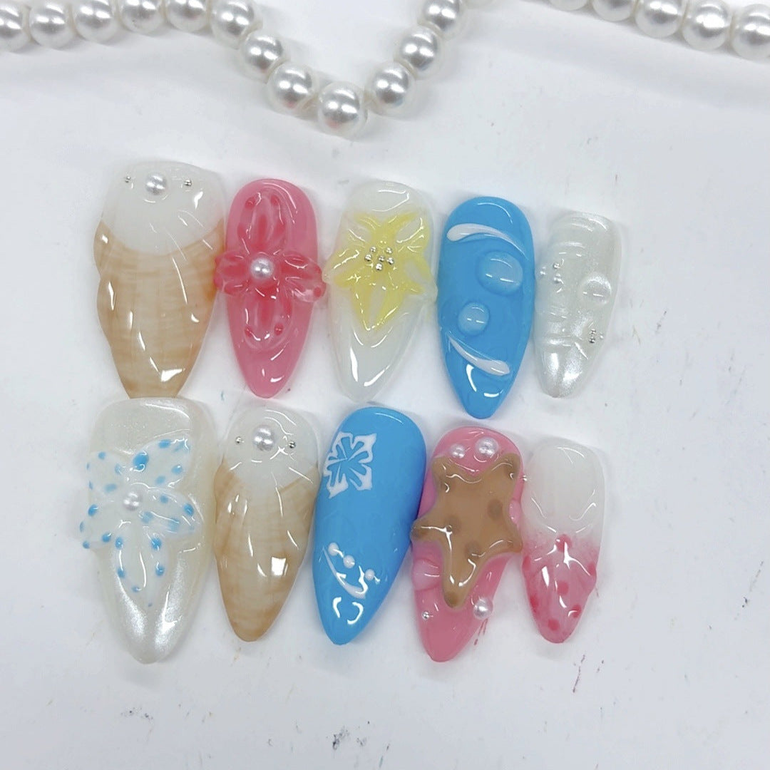 Pastel Dream: "Candy Flower" – Almond Press-Ons