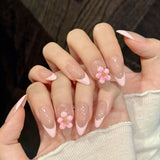 Pink Blossom Soft French Cute Nails