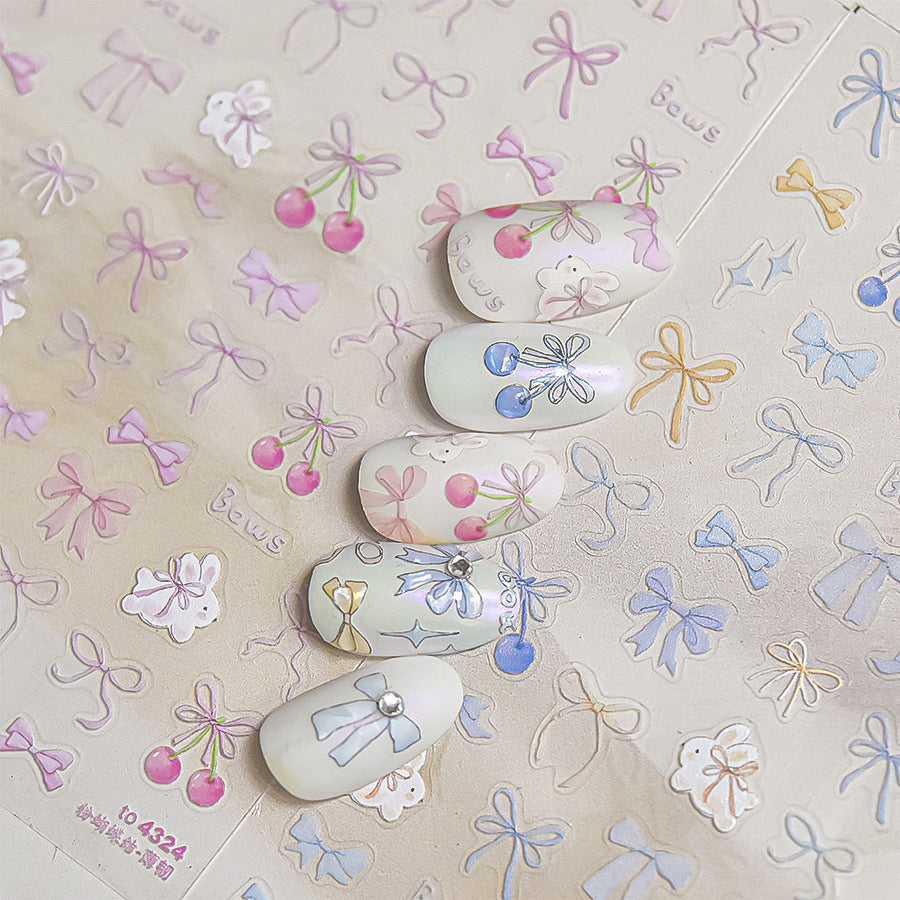 Pink Bow & Cherry: "Cherry Blossom" – 3D Nail Sticker