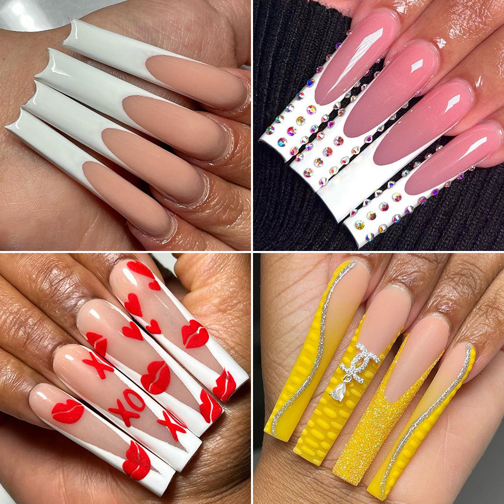 Nail Tips XXXL plus rectangular nail,  fake nails, full stickers, square nail pads,  trapezoidal nail art, square head transparent nail pads