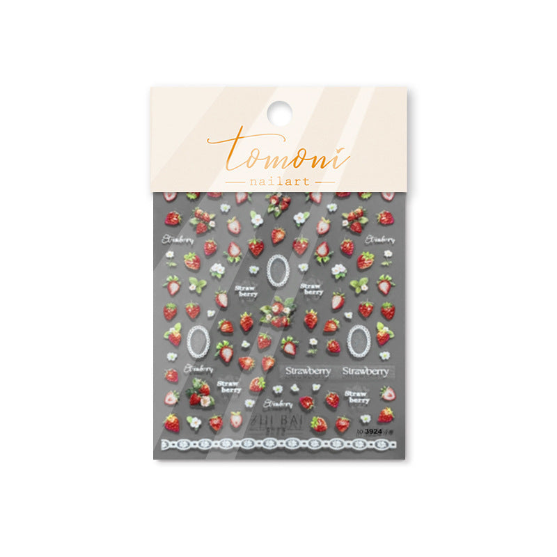 Strawberry Garden Collection: "Sweet Berry" – 3D Embossed Nail Sticker