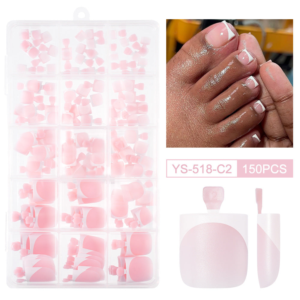 Nail Tips Press-on toenails French Short Foot Nail Nude Traceless Prefabricated Nail Art Detachable Finished Product Patch Fake Nail Film
