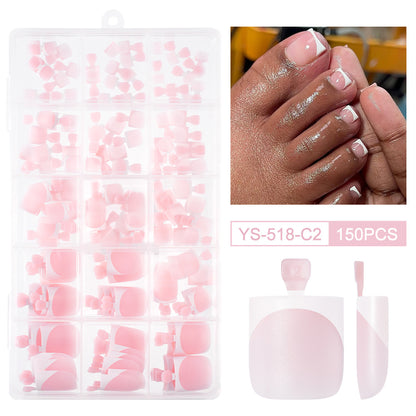 Nail Tips Press-on toenails French Short Foot Nail Nude Traceless Prefabricated Nail Art Detachable Finished Product Patch Fake Nail Film