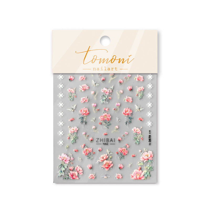 365nails: "Peony & Dragonfly Embossed Set" – Nail Art Stickers