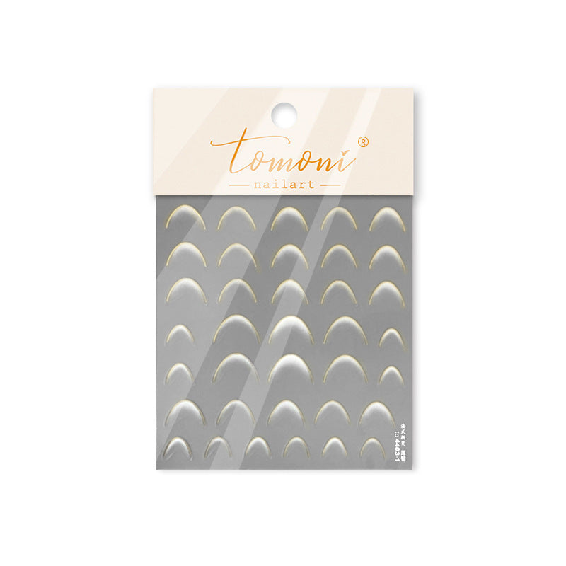 Pearl White Crescent: "Elegant Arch" – 5D Embossed Nail Sticker