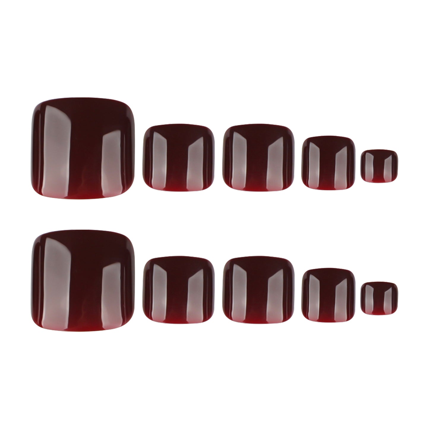Burgundy press-on toenails - premium quality foot nail art