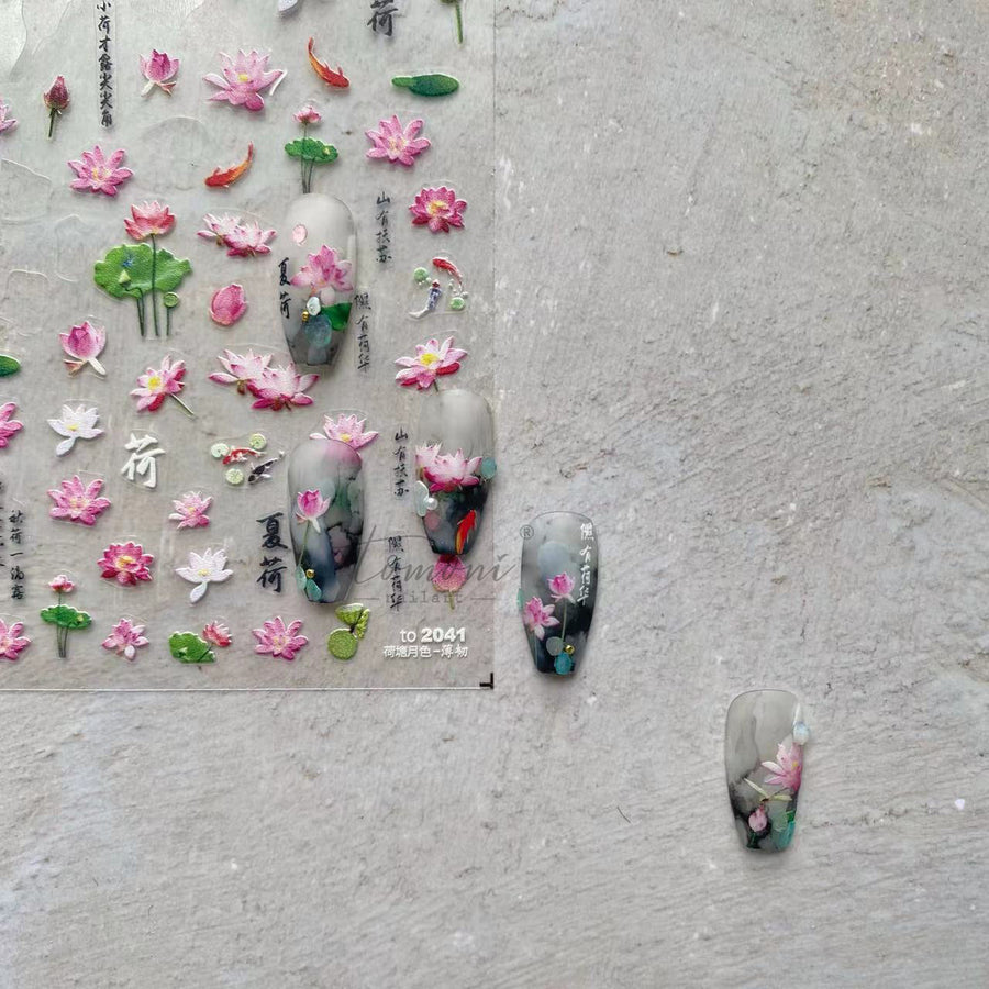 365nails : "lotus à l'encre de Chine & calligraphie" – Stickers pour ongles