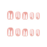 2024 new pink solid color manicure short square wearing nail piece wholesale Internet celebrity explosion coated fake nails