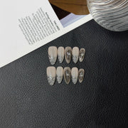365nails 한밤의 화려함 3D 크리스탈 & 진주 수제 스퀘어형 네일