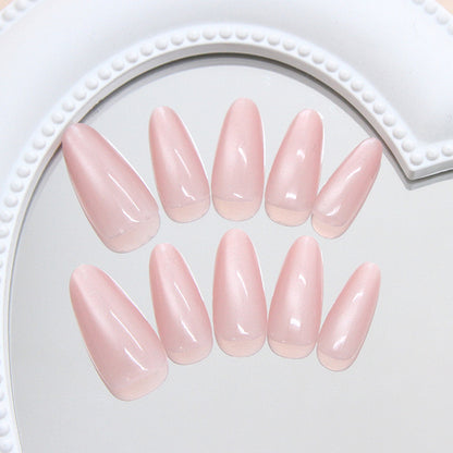 Nail Tips  prefabricated nail simple pink cat eye medium and long almond nail  removable nail art pieces 30 pieces｜365nails