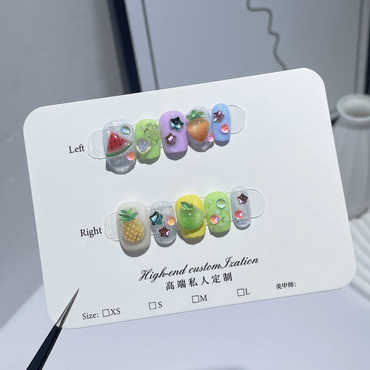Pure handmade press-on nails three-dimensional fruit small fresh cartoon nail patch wearable nail sticker cute fake nail｜365nails