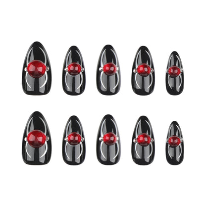 New Halloween wear armor   spider flash manicure short almond press on nails｜365nails