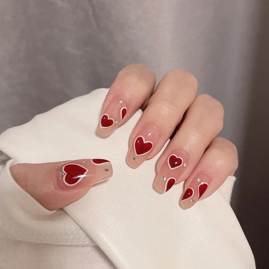 Spice girl ice through peach heart press on nails art finished fake nail nail nail patch nail patch removable fake nail｜365nails
