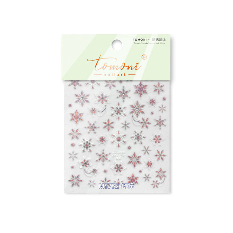 Glitter Snowflake & Crystal: "Pink Glitter Snowflake" – 5D Embossed Nail Sticker