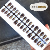 Midnight Bloom Collection: "Silver Orchid" – Medium Almond Press-On Nails