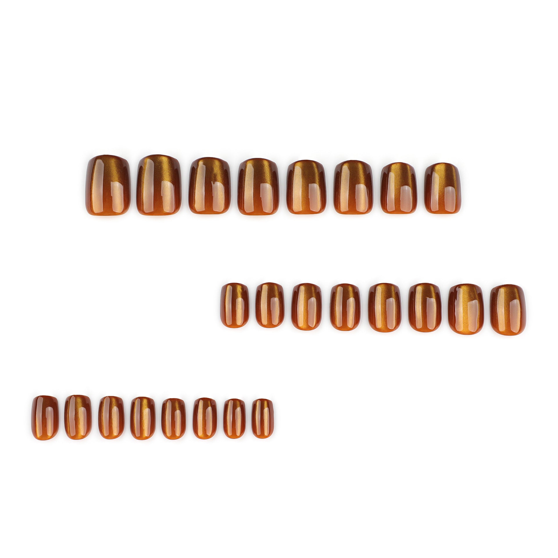 Shimmer Brown Cat-Eye Nails with Glossy Elegant Finish