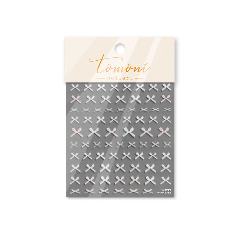 Monochrome Bow: "Black & White" – 3D Nail Sticker