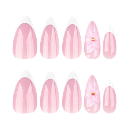 3D White Flower French Press-on nails【MOQ 5｜×5】