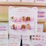 Kapibara Cute Kids Press On Nails with Dessert Charms
