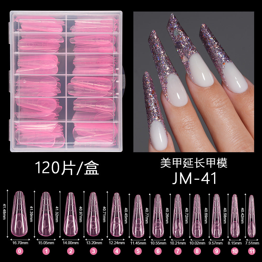 水晶甲模 法式美甲附刻度 無紙托 快速照光 延長甲片 120片 批發甲膜 (MOQ=3)