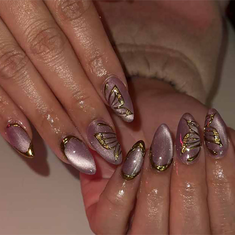 Soft Purple Bloom Nails with Elegant Floral Accents