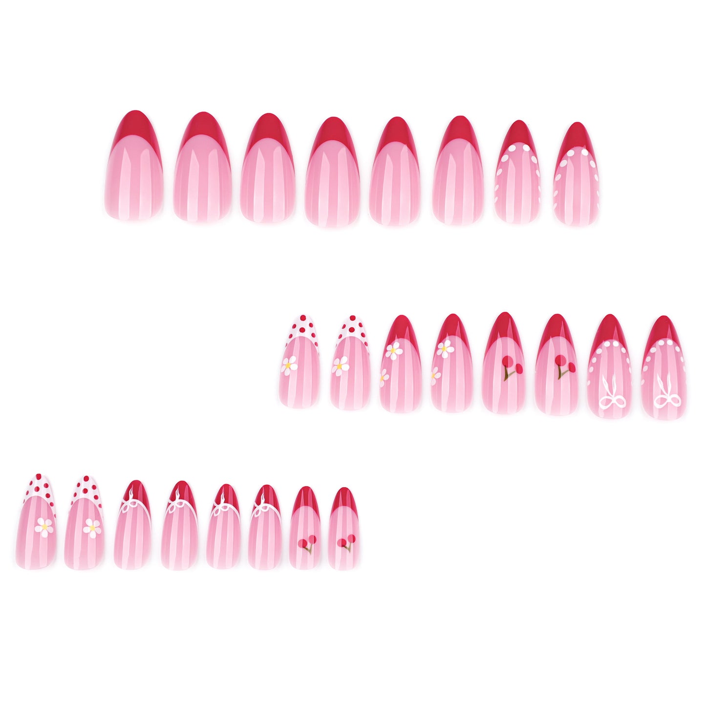 French red  short almond nail  sweet  hot-selling wearing  wholesale｜365nails