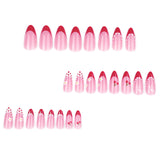 Uñas francesas cortas en almendra, rojas y muy atractivas, venta al por mayor | 365nails