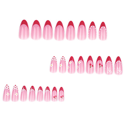 French red  short almond nail  sweet  hot-selling wearing  wholesale｜365nails