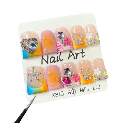 Unhas postiças artesanais, blush transparente, remendo de unha francesa, atacado de unhas bico de pato｜365nails