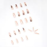 Unhas postiças longas com acabamento em sol e nuvem de balé, remendo para unhas, remendo removível para unhas ｜ 365nails