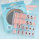 Children press on nails, cartoon 24-piece boxed finished product, sweet and cute children's removable fake nail patch manicure