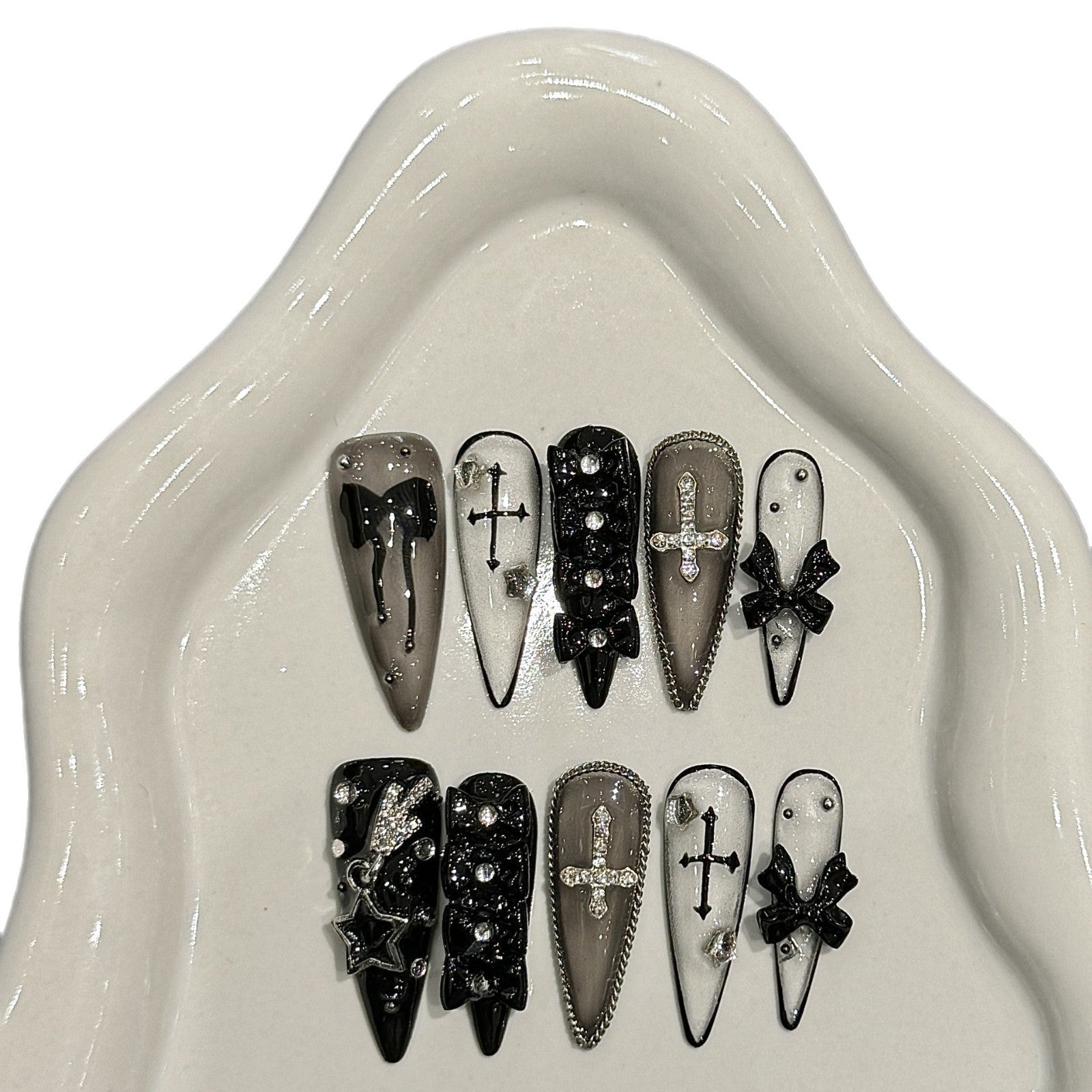 Pure Handmade High-quality Boutique Dark Goth Nail Factory fake nails | 365nails
