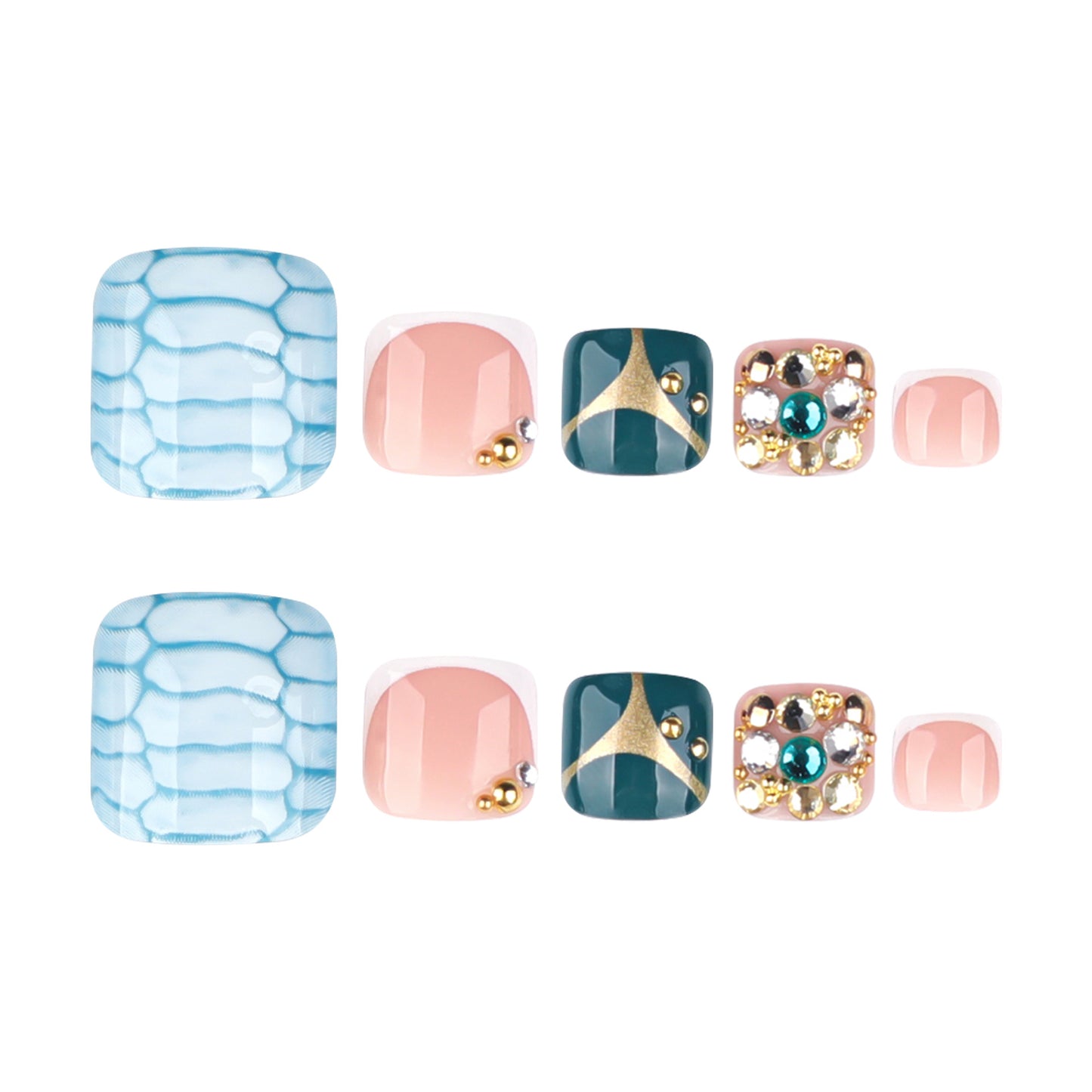 Cracked wearable toe nail chips full of diamonds and sparkling toe nail chips