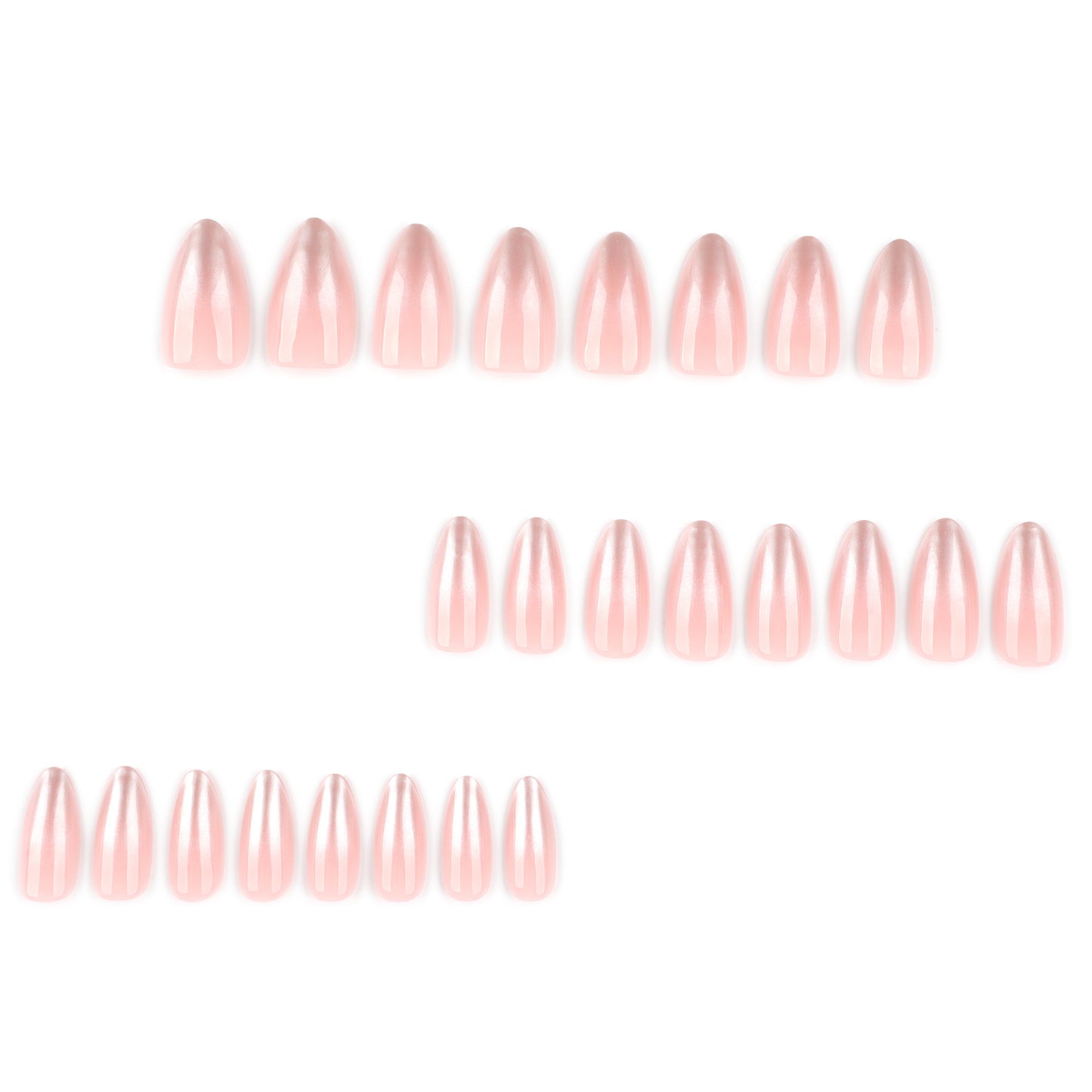 Pó perolado com mudança gradual para unhas, unhas postiças curtas amendoadas, peça de unha usável, mais vendida no atacado｜365nails