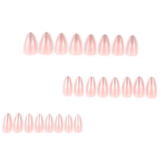 Pearlescent powder gradual change nail art fake nail short almond wearable nail piece  hot-selling wearable nail piece wholesale｜365nails