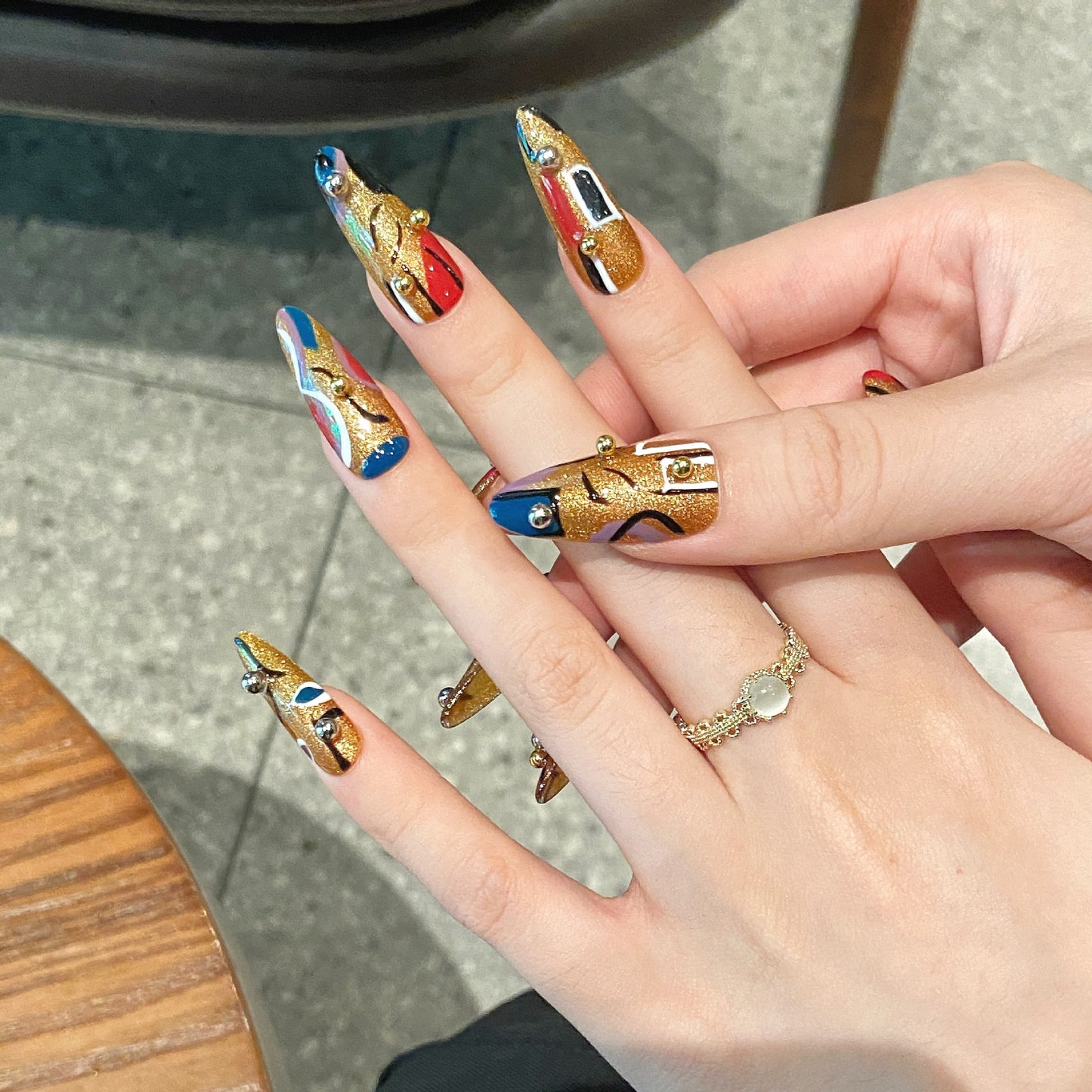Unhas artesanais leves e luxuosas, linha de emendas coloridas, manicure destacável | 365nails