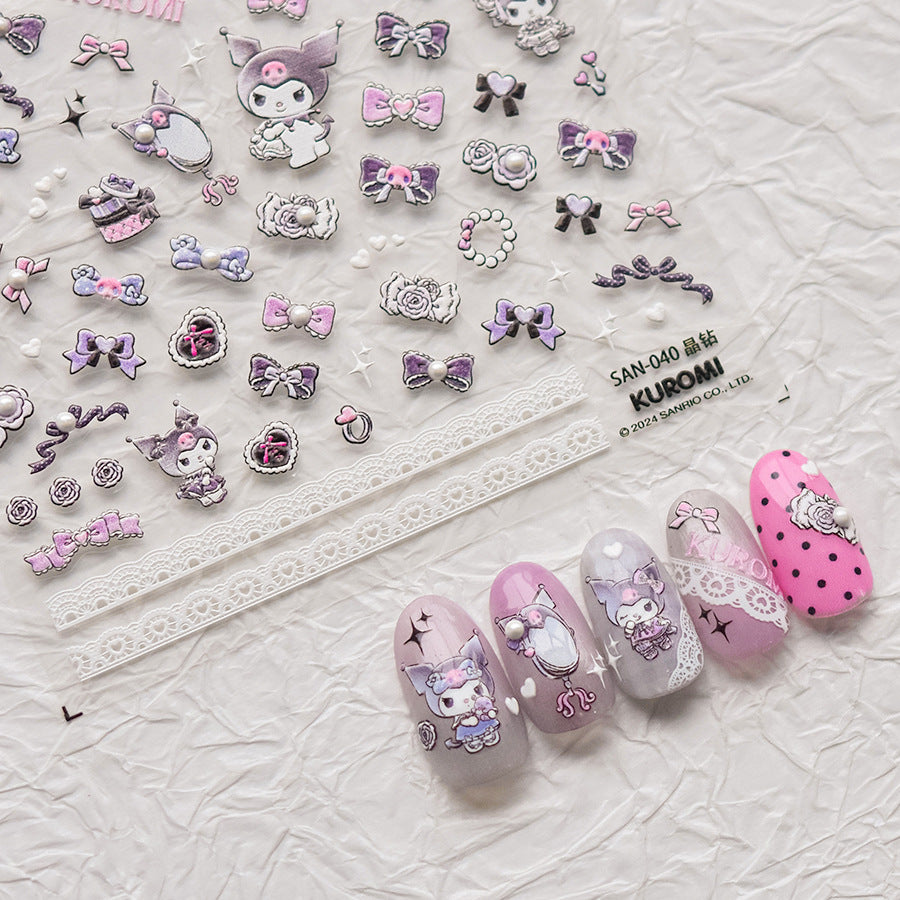 Gold Floral Collection: "Mini Gold Floral & Star" – 3D Embossed Nail Sticker