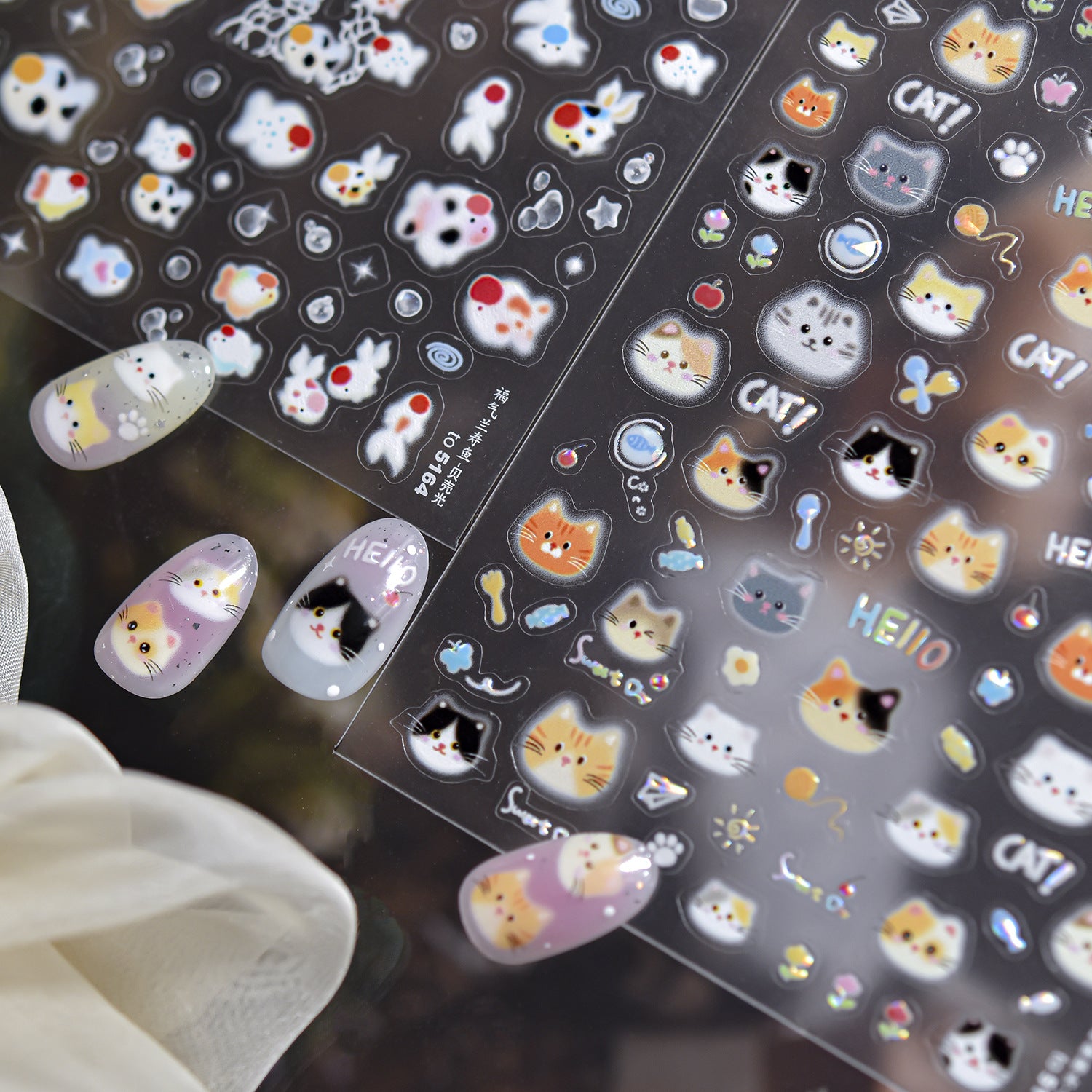 Cute Critter Dot Collection: "Playful Buddies" – 3D Embossed Nail Sticker