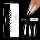 Nail Tips Full number of special nail pads for nail salons, transparent and seamless 150 pcs, boxed press on nails pads, almond trapezoidal fake nails.