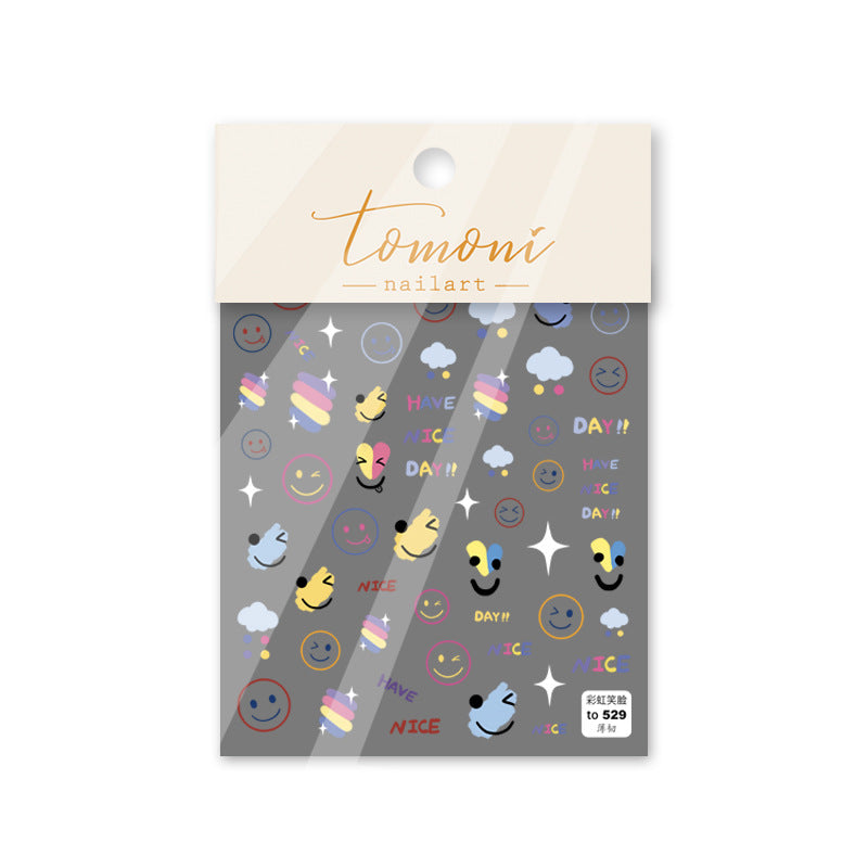 Rainbow Smiley Collection: "Happy Day" – 3D Embossed Nail Sticker