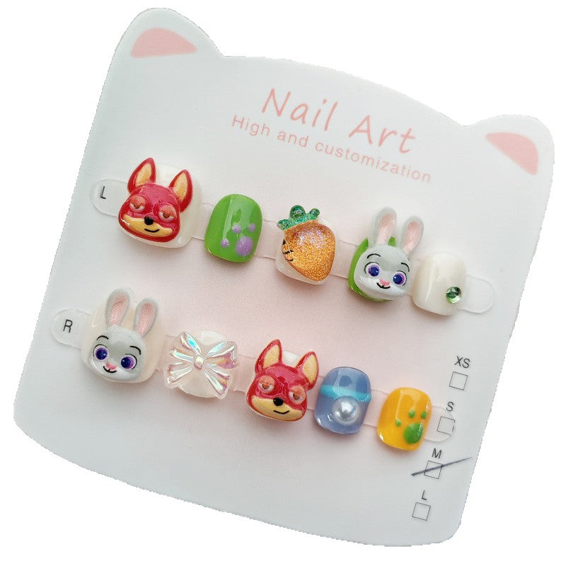 365nails: 動物方城市朱迪與尼克 – 短款 方圓形 手工製 兒童穿戴甲