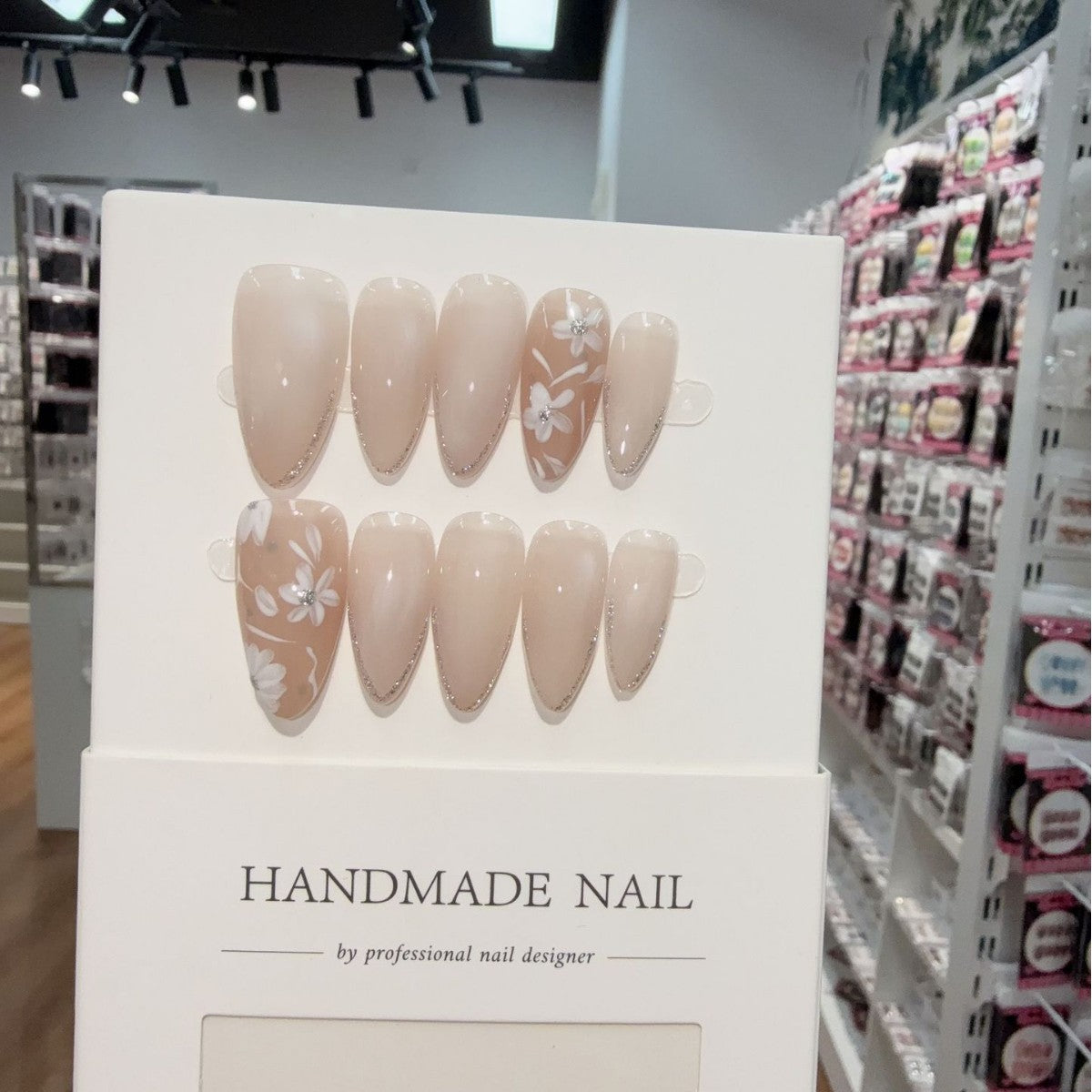 365nails: "Whispering Bloom" – 3D Floral Handmade Almond Nails