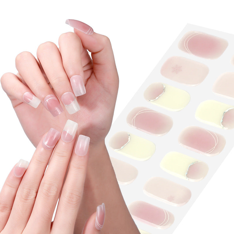 Semi-Cured Gel Nail Strips 3D Foil Gold Elegant Glossy Design (MOQ=3)